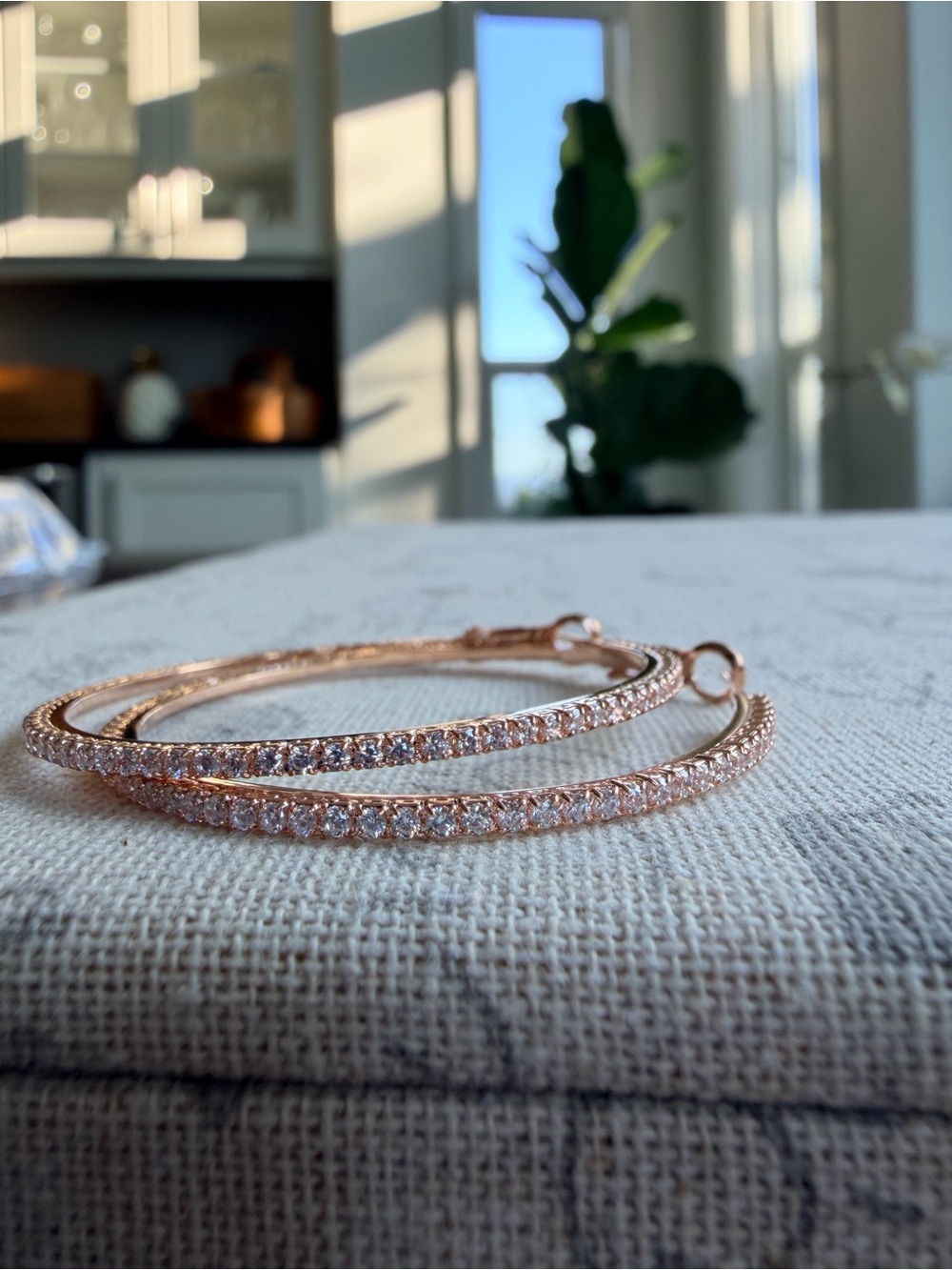 Rose Gold Pave Hoop Earrings